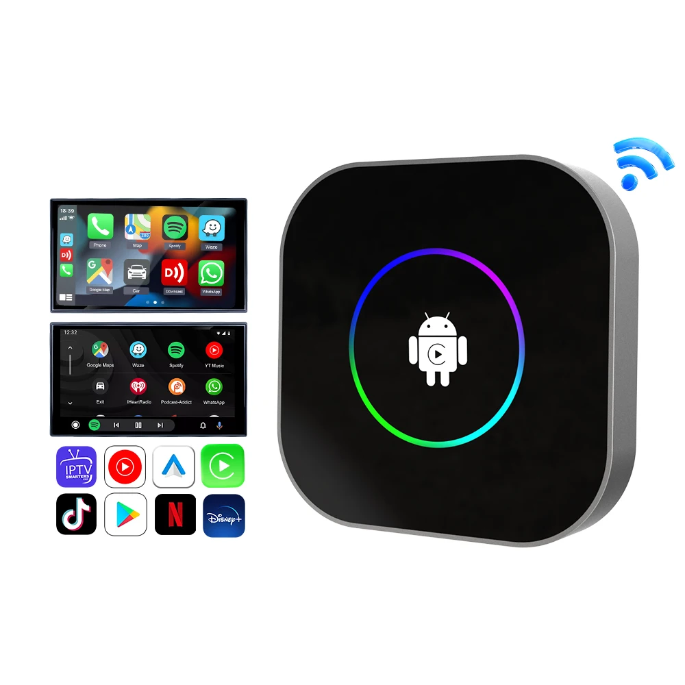 Custom Logo Carlinkit Ai Tv Box Auto Wireless Youtub Carplay Adapter 8G 128Gb 64Gb Stereos Wifi Android 13 Car Play Dongle