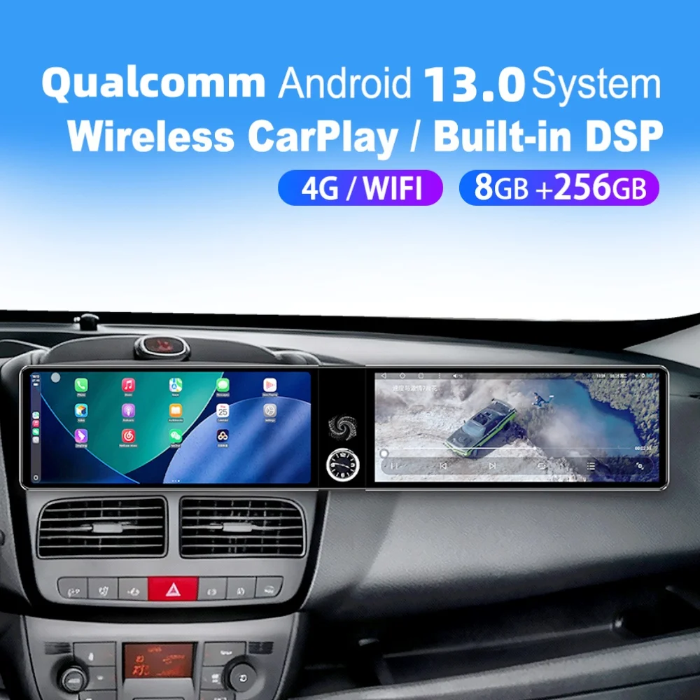 

12.3" Dual Screen Qualcomm Carplay Android Car Multimedia Automotive For Fiat DOBLO 2010~2015 GPS Navi Car Radio Head Unit