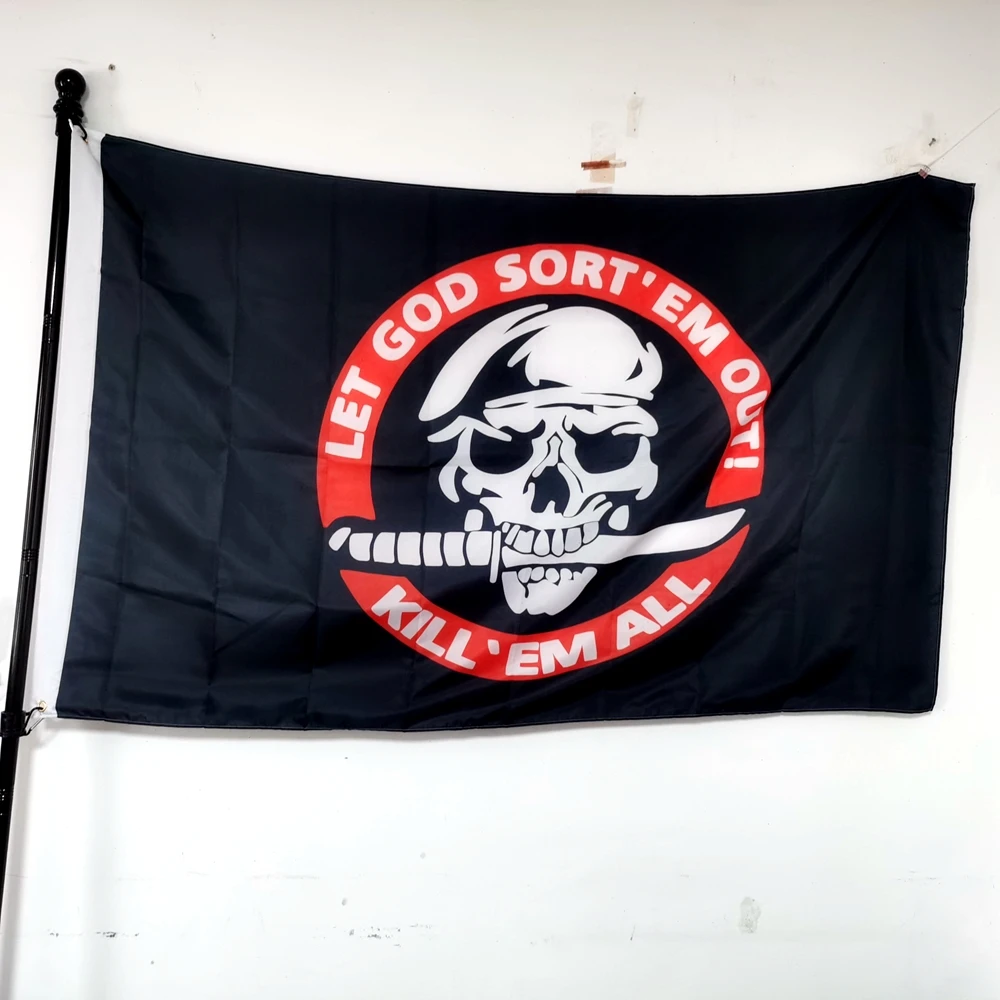 Skull Flag Let God Sort Me Out Kill Me All Flag Outdoor Indoor Home Decor 90x150cm