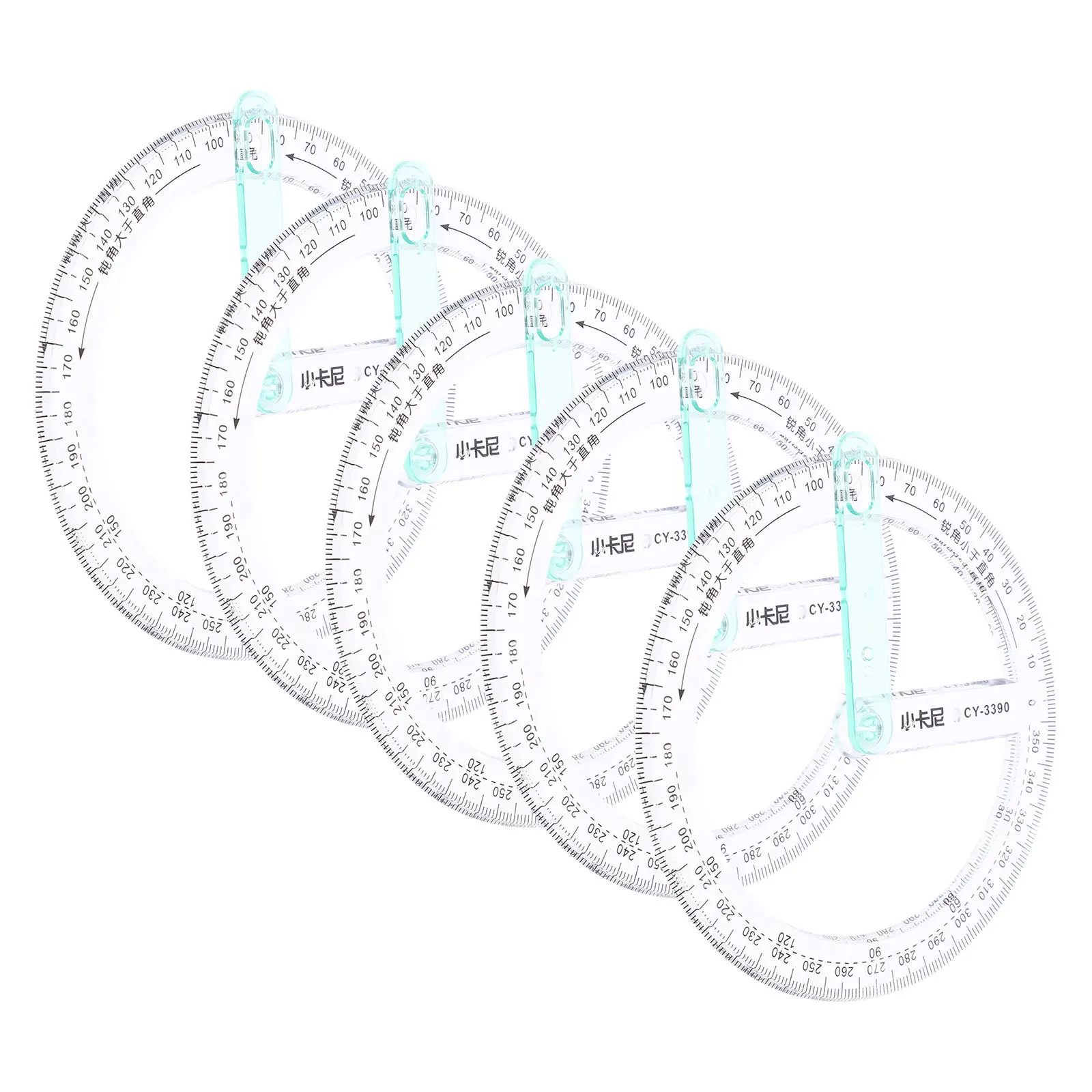 5Pcs 360 Degree Plastic Protractor Circle Protractor Tool for Measuring Angles Students Architects Engineers Office Use