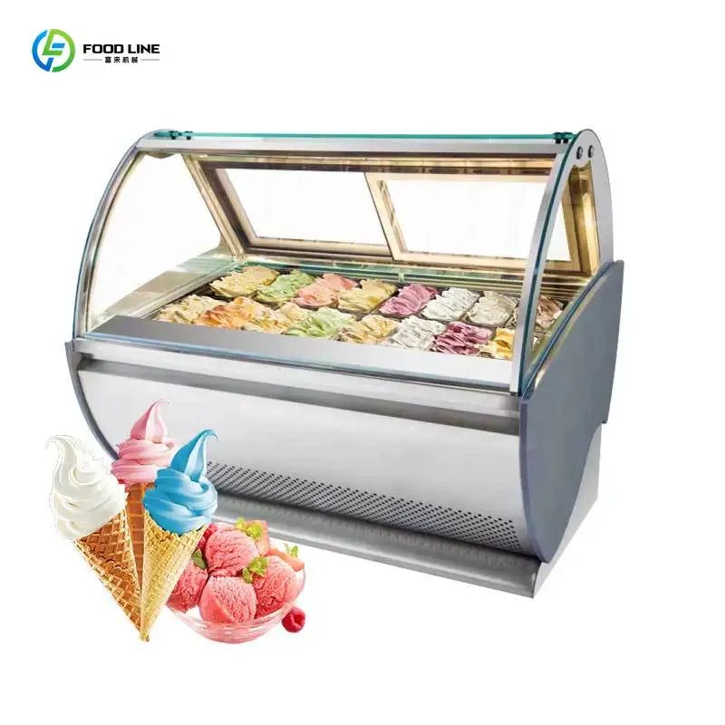 Customized 16 Boxes Ice Cream Freezer Display Cabinet Soaking Cabinet Catering Bar Snack Equipment