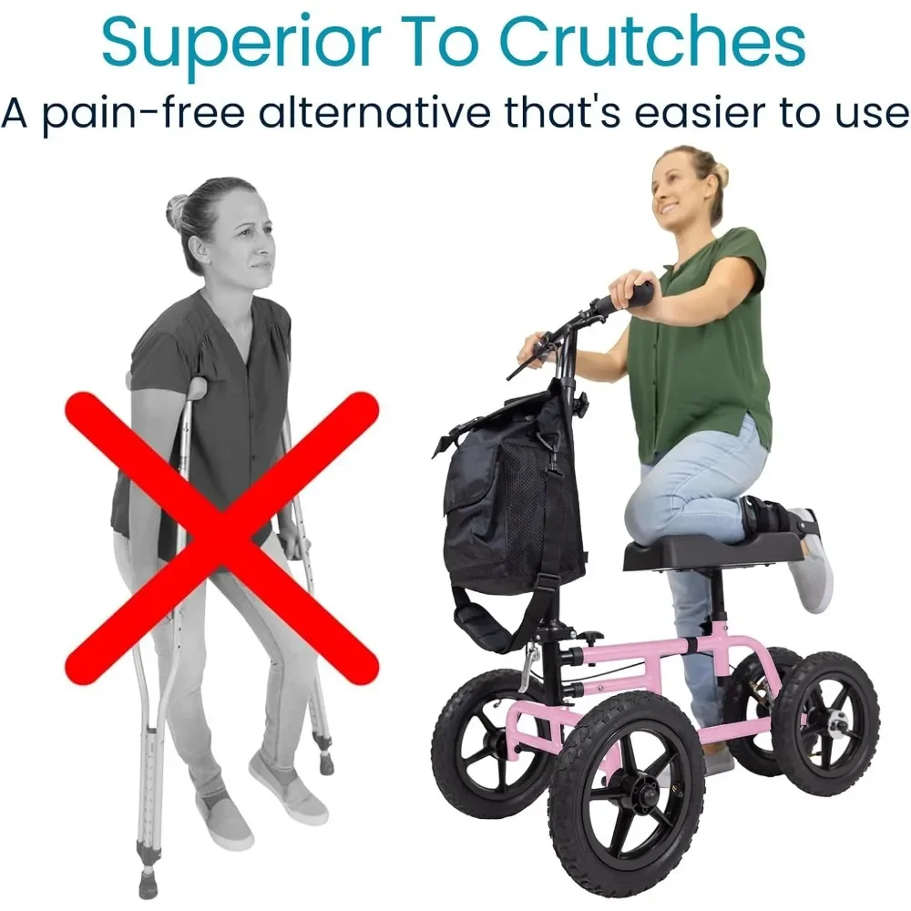 مشاية سكوتر للركبة لجميع التضاريس لإصابات القدم - أسطوانة عربة عكاز الساق المكسورة للبالغين للجراحة والقدم المكسورة وإصابة الكاحل #4