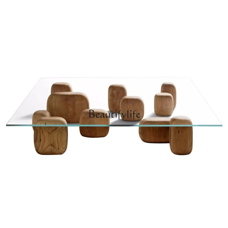 

ls 35Coffee Table Nordic Minimalism Modern Simple Tempered Glass Tea Table Light Luxury Transparent