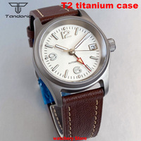 New T2 Titanium Case 36mm Pilot Watch White Dial NH34 GMT Retro Mechanical Watch NH34A Automatic Movement Men's Wristwatch 20ATM