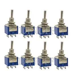 5PCS Blue Mini MTS-102 3-Pin SPDT ON-ON 6A 125VAC Miniature Toggle Switches MTS-103 MTS-202 MTS-203 6PIN ON-OFF-ON