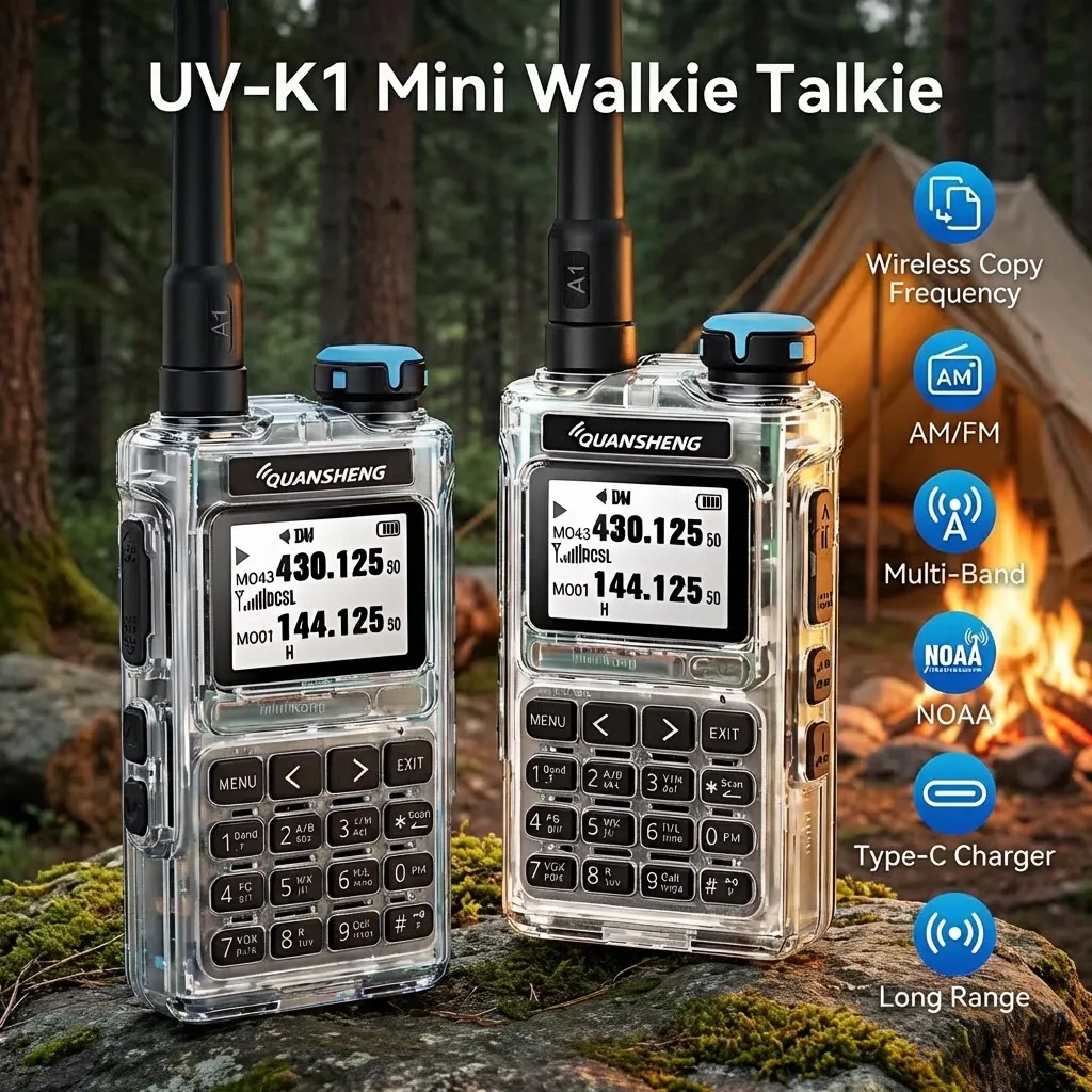 

Рация Quansheng UV-K1 L Mini с 2 МБ памяти, FM/AM, большой дальностью действия, функцией копирования частоты, NOAA, USB-программированием, обновлением до UV-K5 (8) UV-K6, для любительской радиосвязи