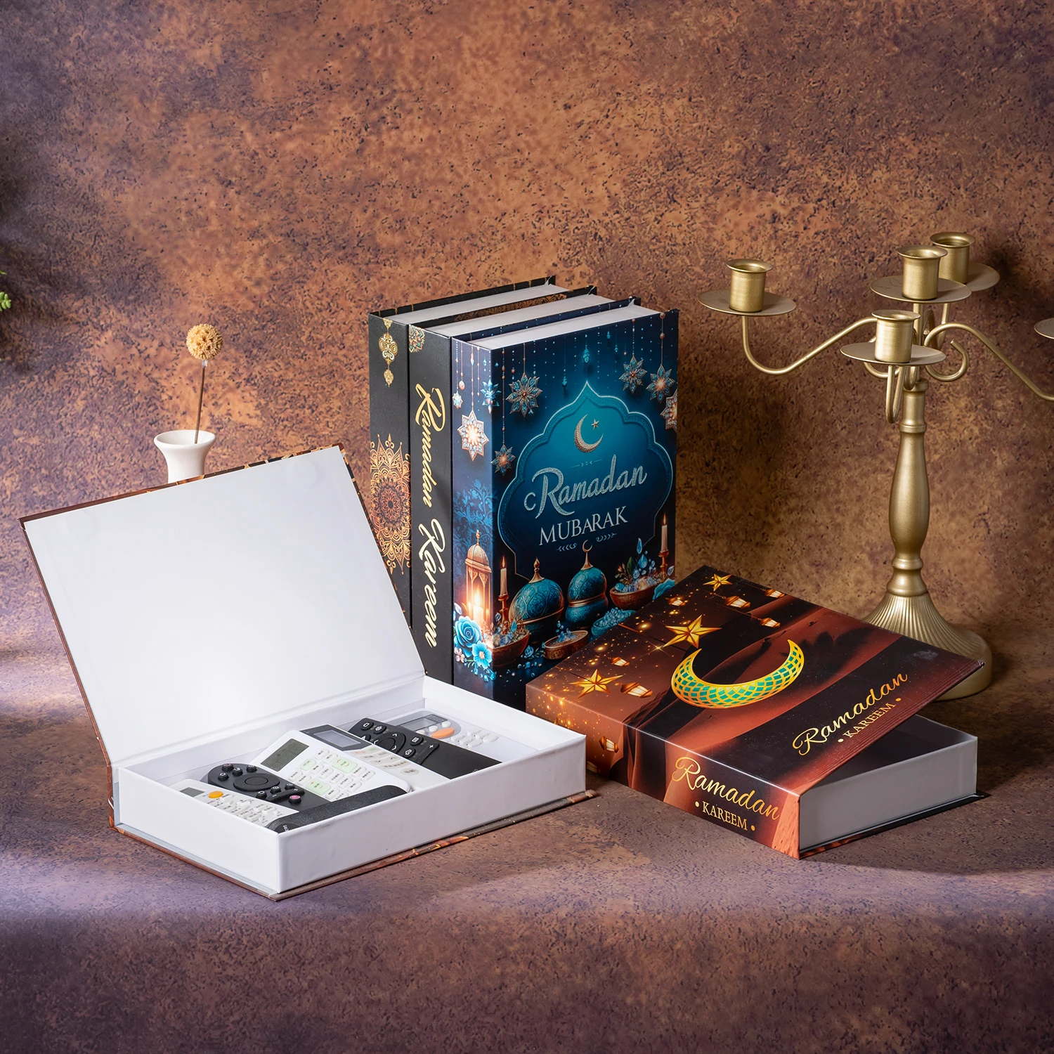Livros falsos de luxo da série Ramadan para decoração, caixa de armazenamento de livro de simulação que pode ser aberta, mesa de café da moda, livro decorativo