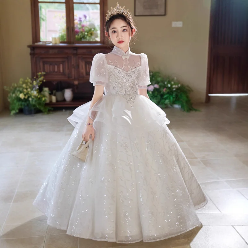 

Girls Birthday Dress Princess Dress 2025 New Light Luxury Niche High-end Flower Girl Dress Children's Piano Performance Dress
