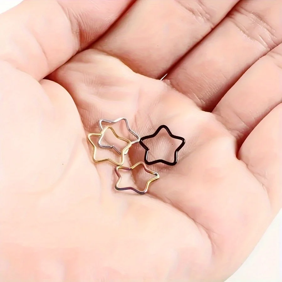 1pcs/4pcs Stainless Steel Hollow Heart/Star Shape Earrings Nose Rings Suitable For Daily Wear Non-Piercing Jewelry For Woman