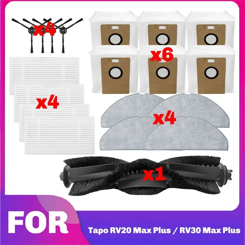N85R-For TP-Link Tapo RV30 Max Plus / RV20 Max Plus / RV30 Max / RV20 Max Main Side Brush Hepa Filter Mop Bag Parts