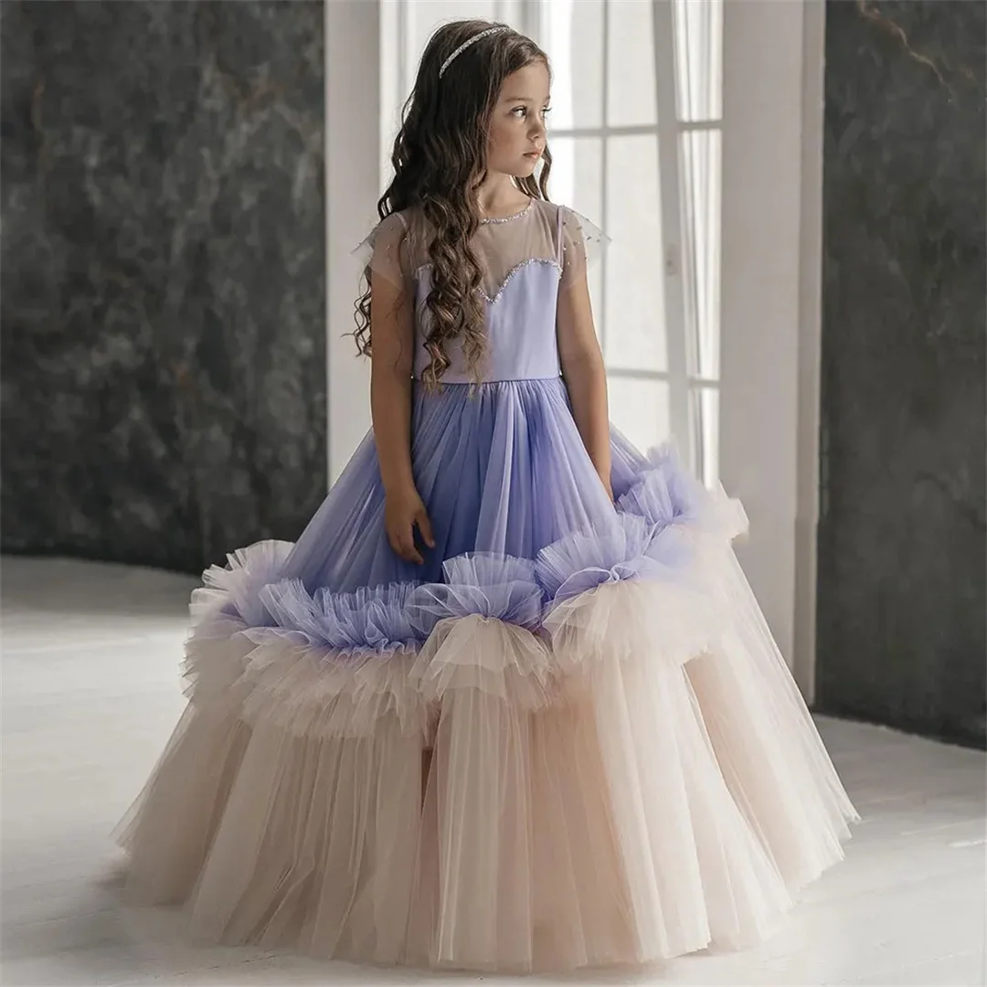 Deseo elegante árabe azul niña vestido cuentas Dubai bebé niños princesa cumpleaños boda fiesta baile vestido de noche