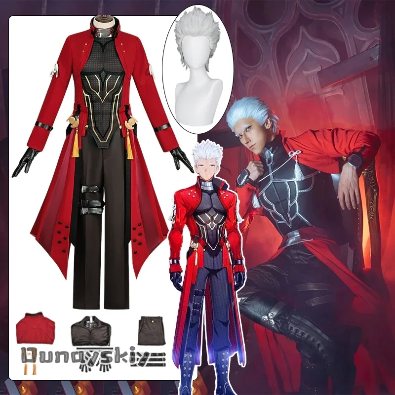 

CosplayArcher Cosplay Costume Honkai: Star Rail Fate Stay Night 코스프레 Unifom Vintage Trench Coat Gothic Mens Red Suit Role-playin