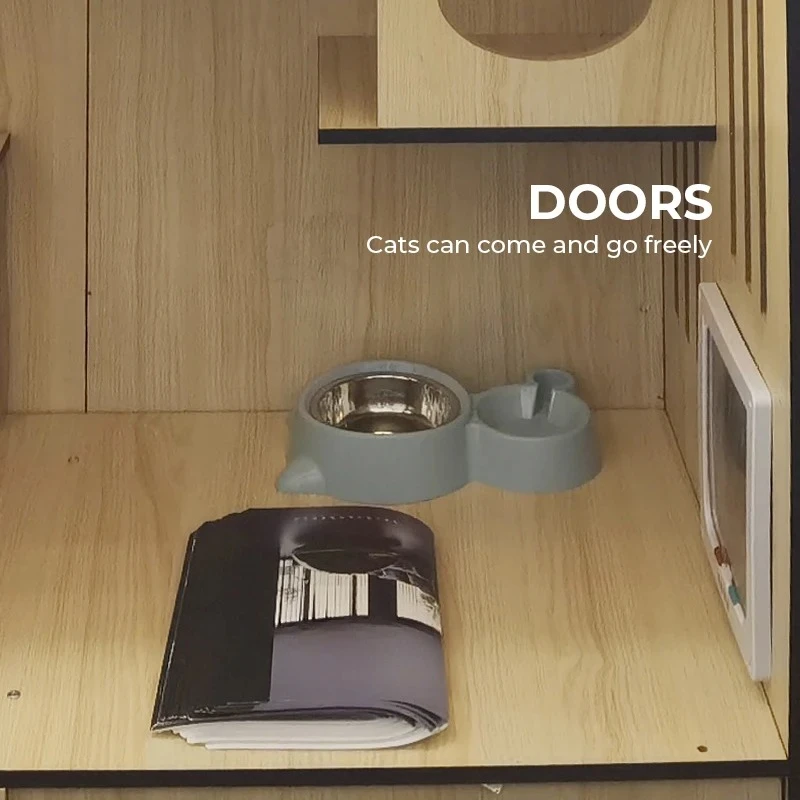 Indoor  Multi Levels Luxury Cat House Wooden Pet Cage Furniture Cat Nest Tree House Cat Villa