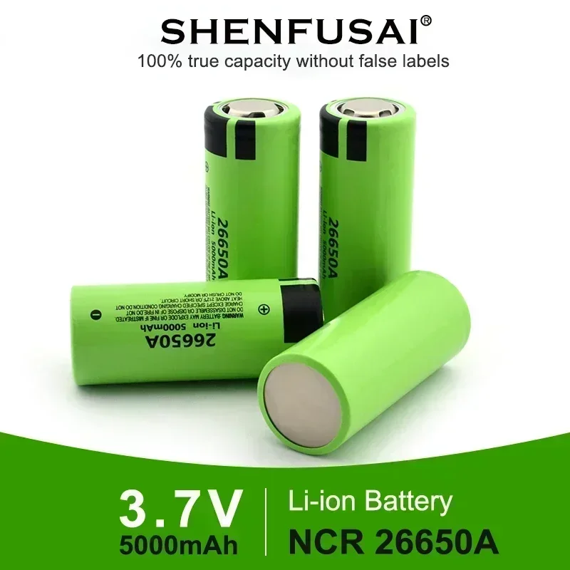 Original 26650A 20A discharge 3.7V 5000mAh rechargeable lithium battery suitable for flashlight LED headlights