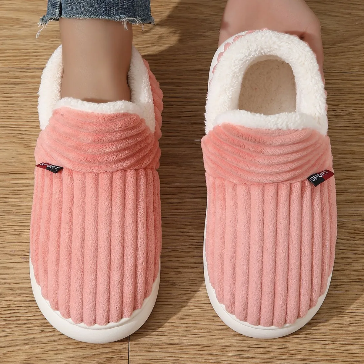 Kidmi Plush Fur Slippers For Women Men Winter New Outdoor Fluffy Warm Cotton Boots For Indoor Home Fashion Fur Cozy Furry Shoes