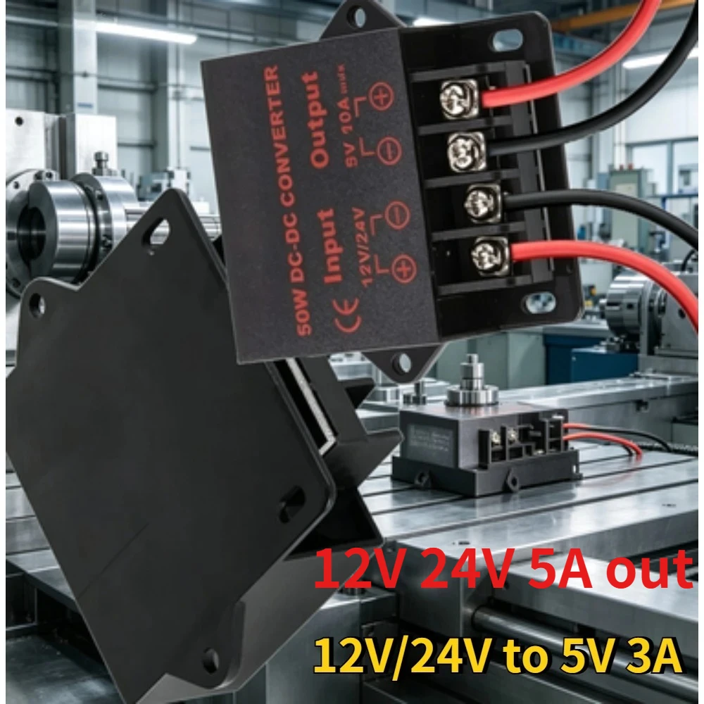 DC 12V/24V Step Down to 5V 3A Converter Voltage Regulator Buck Converter Waterproof Power Supply Transformer For boats  trucks