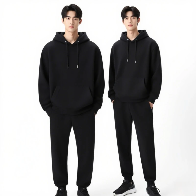 

Men's Solid Color Fleece Hoodie and Joggers Set, 2 Piece Tracksuit for Autumn Winter Casual Streetwear 2025 New