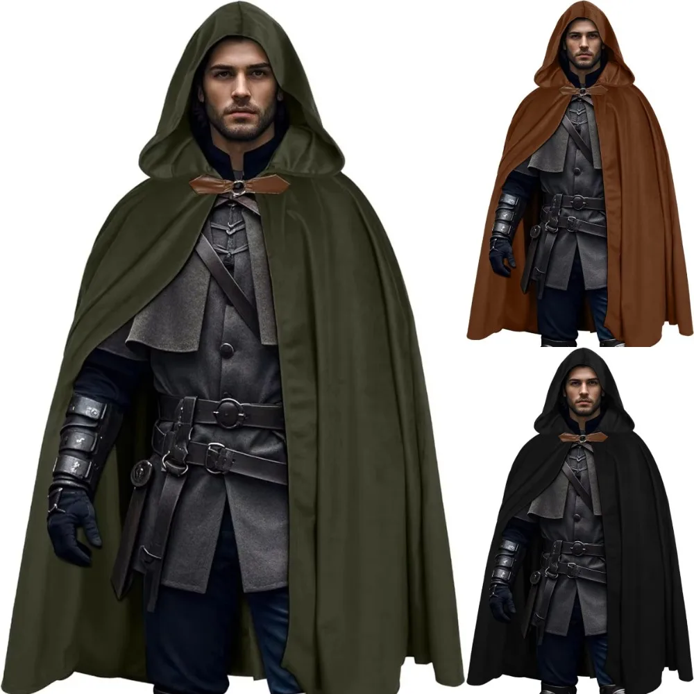 

Medieval Velvet Hooded Cloak Renaissance Cape with Hood Vintage Capelet Halloween Sorcerer Costume