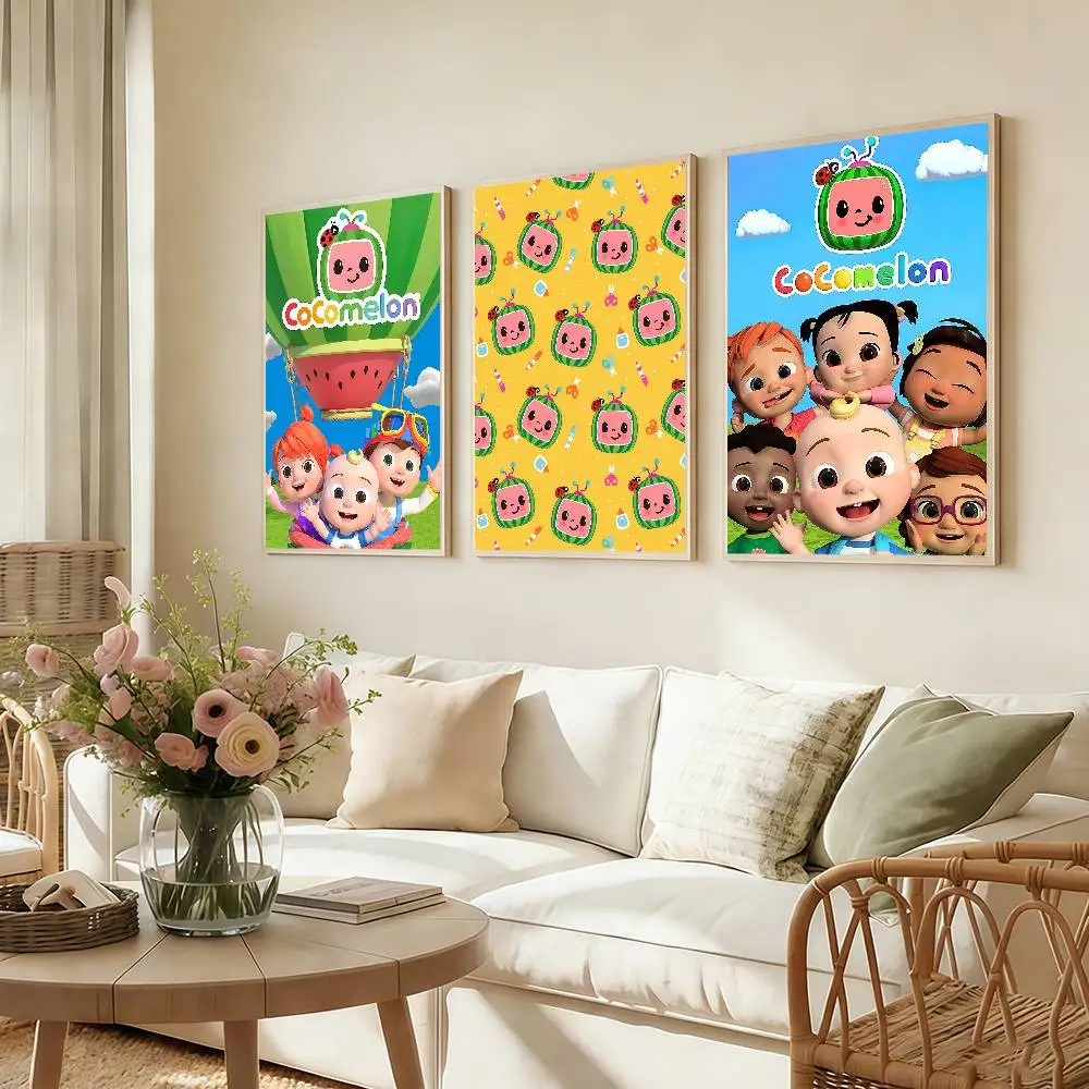 Cartoon Baby C-C-CoComelonS-ES Poster Stickers Art Print Retro Vintage Wall Decor HD Living Room Home Office Gift Occasion