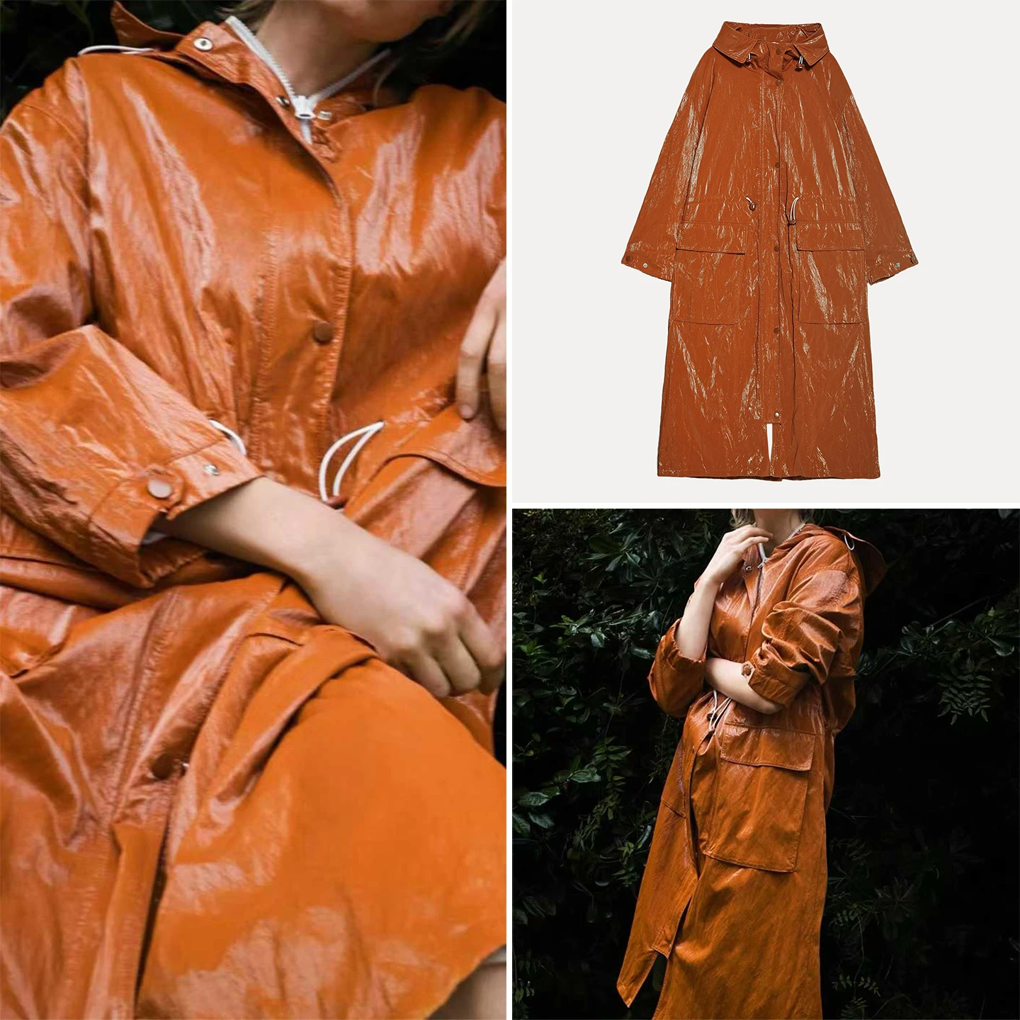 

Ele Hooded Parka Coat for Women Autumn 2025 Z Brand Long Sve Zipper Closure Color Mid-Length Faionable