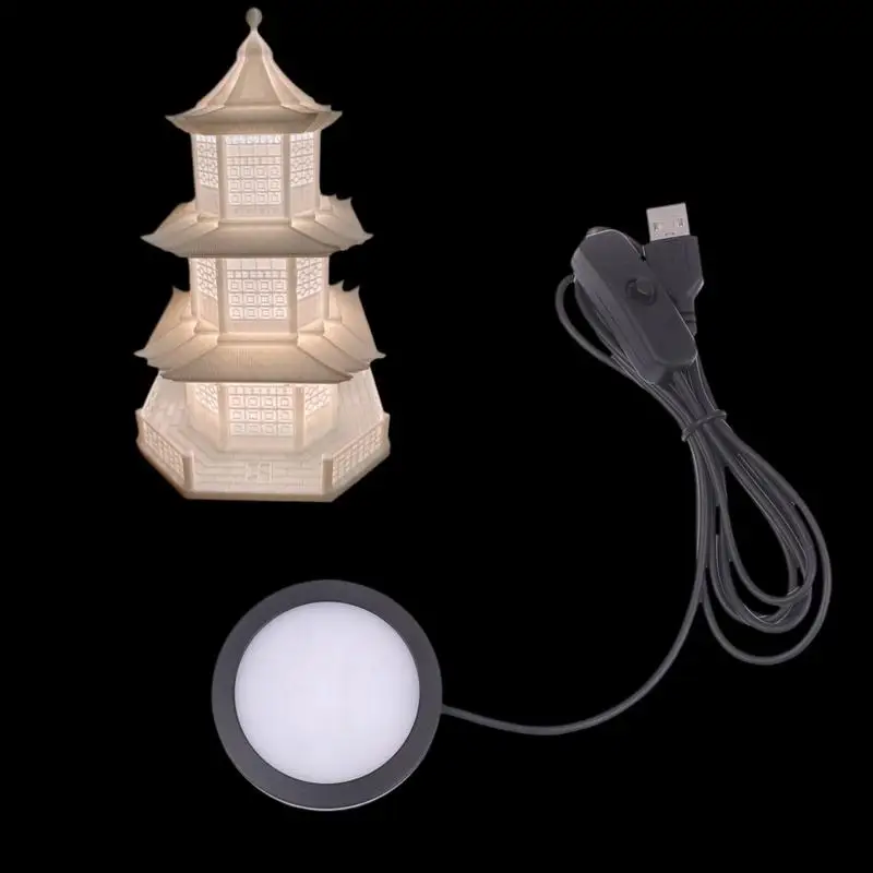 1 Pcs For Bamboo Led Light Parts DIY Model Warm/White/Neutral Black USB Round Ultra-thin Light For Bambu Lab Lamp Kit Hardware