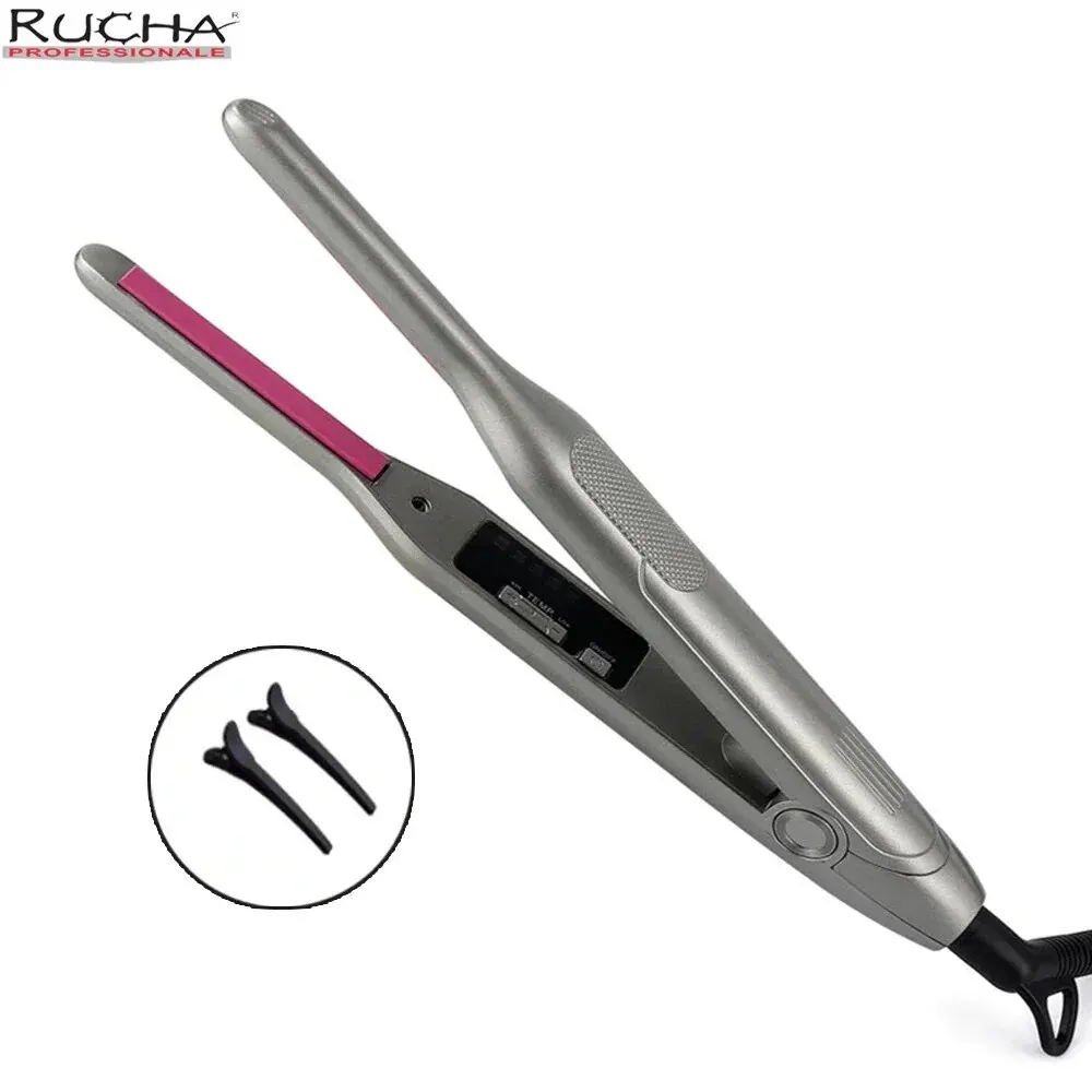 Mini Titanium Small Hair Straightener Short Hair irons Dual Voltage Flat Hair Iron Thin Pencil Beard Straightener