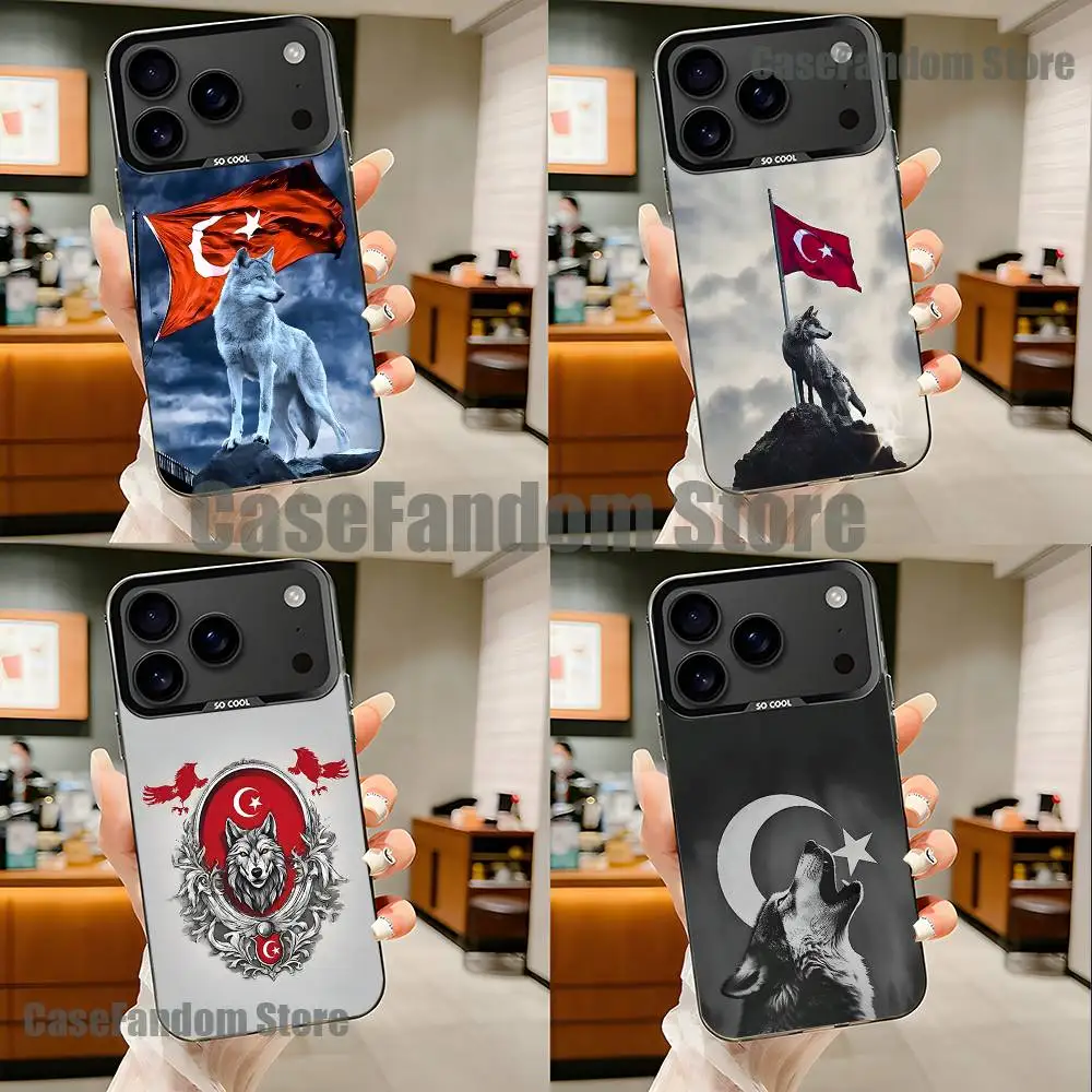 

Turk Wolf Turkey Flag For iPhone 17,16,15,14,13,12,11,Pro,MAX Black Candy Matte Cover