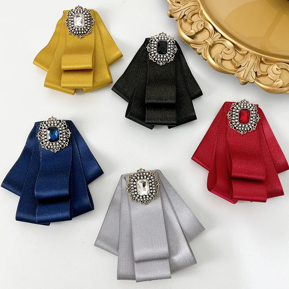 

Bow Ties for Wedding Luxury Rhinestone Brooch Korean French British Men's Women's Suit Shirt Gentleman Formal Wear Host Bowtie
