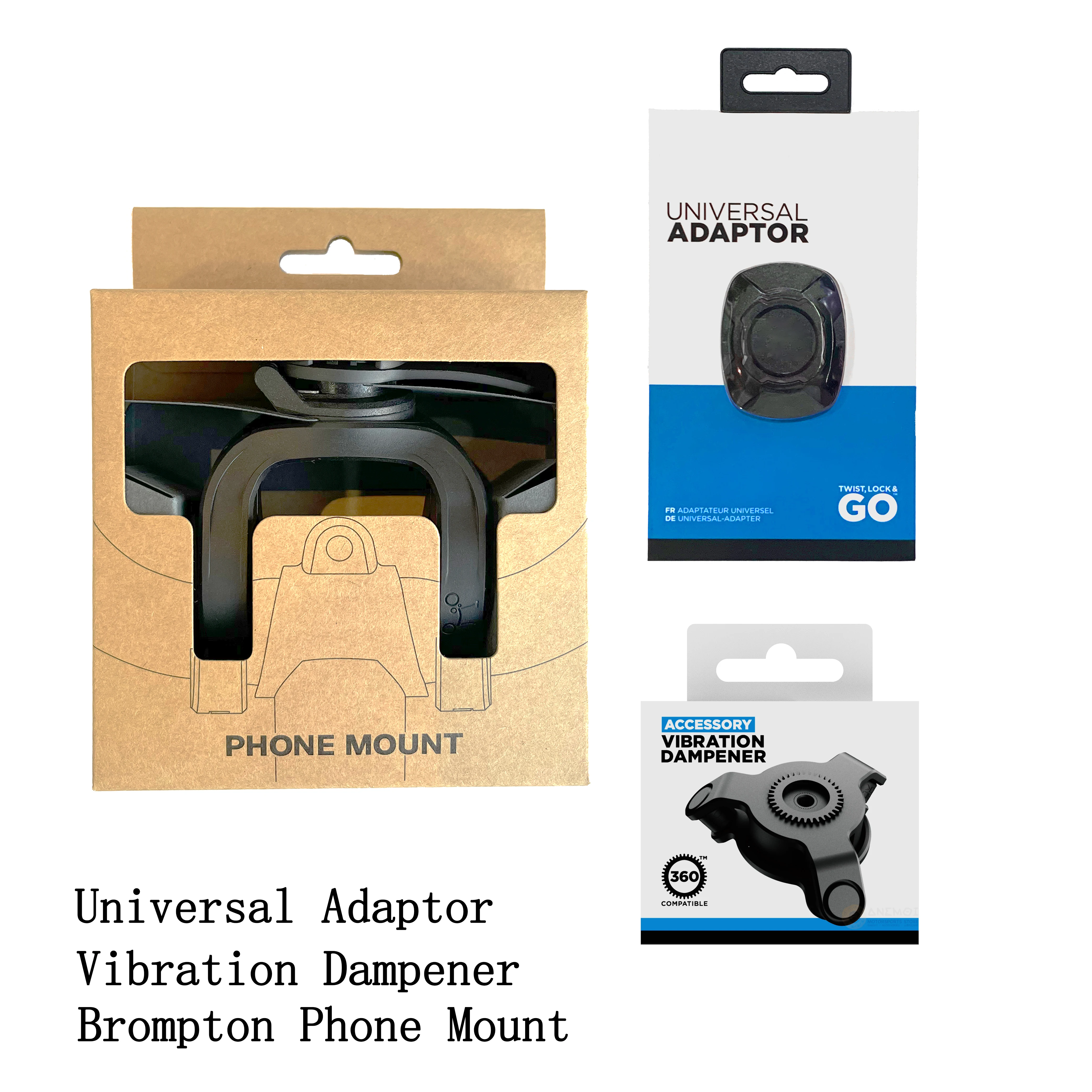 

Bicycle Phone Mount Kit-Brompton Phone Mount Universal Adaptor Vibration Dampener
