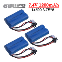 14500 Li-ion Battery 7.4v 1200mAh battery For MN45 WPL D12 D90 RC Car Boat Gun RC toys accessory battery SM-2P plug