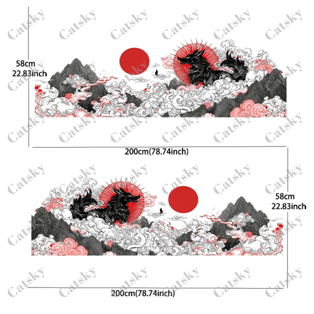 Nine-tailed Fox decal on the mountain peak with auspicious clouds, suitable for cars and trucks, durable, fade-resistant, easy t