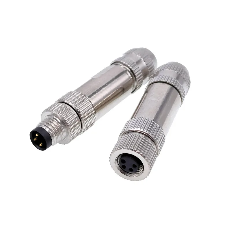 M8 Sensor Connector Non-welding screw connection Metal A Code Bend Angle 3pin 4pin IP68 Straight Waterproof Connectors