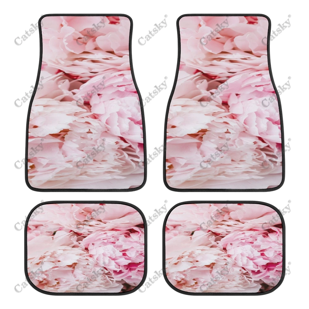 peony flower 4pcs car floor mats interior accessories anti-slip and dirt-resistant protection floor mats custom pattern mats