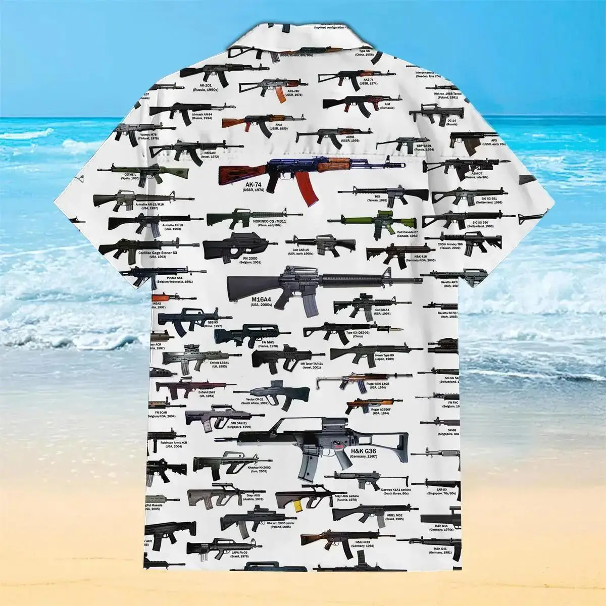 Hawaiian Shirt For Men Gun Graphic T-shirt 3d Printed Beach Vacation Style Street Wear Oversized