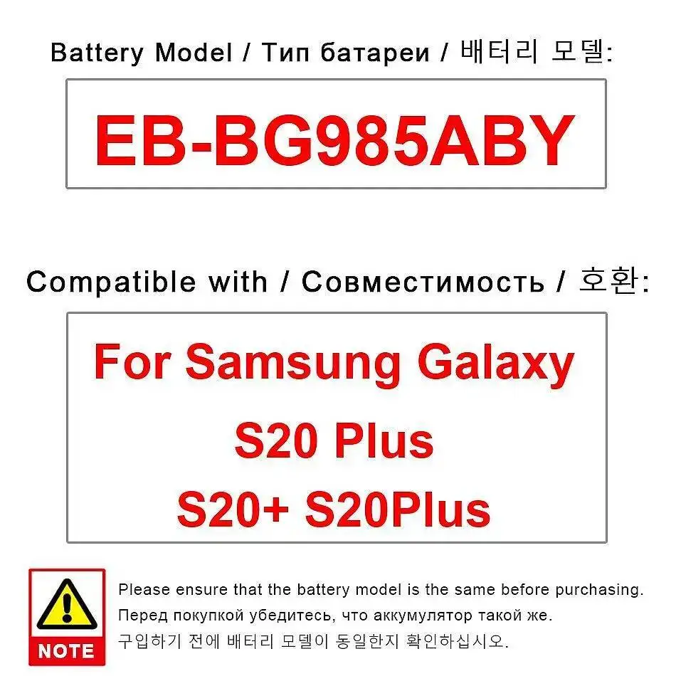 

Lightweight For Samsung Galaxy S20 Plus S20+ S20plus Mobile Phone Battery Durable 4500Mah EB-BG985ABY