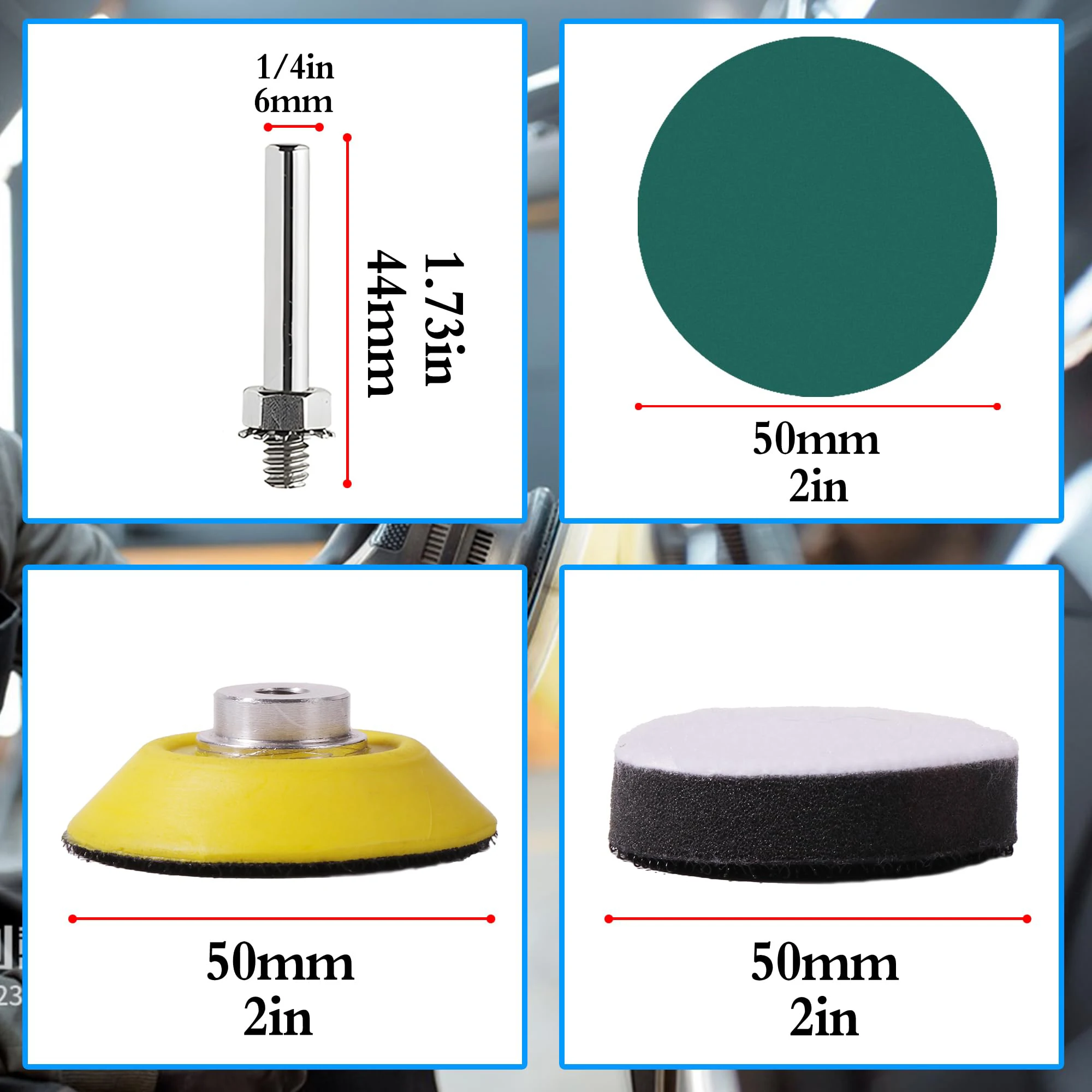 204 Pcs 2 Inch Sanding Disc Set Hook and Loop Drill Bit Sander Attachment Assorted for Die Grinder Rotary Tools for Polishing