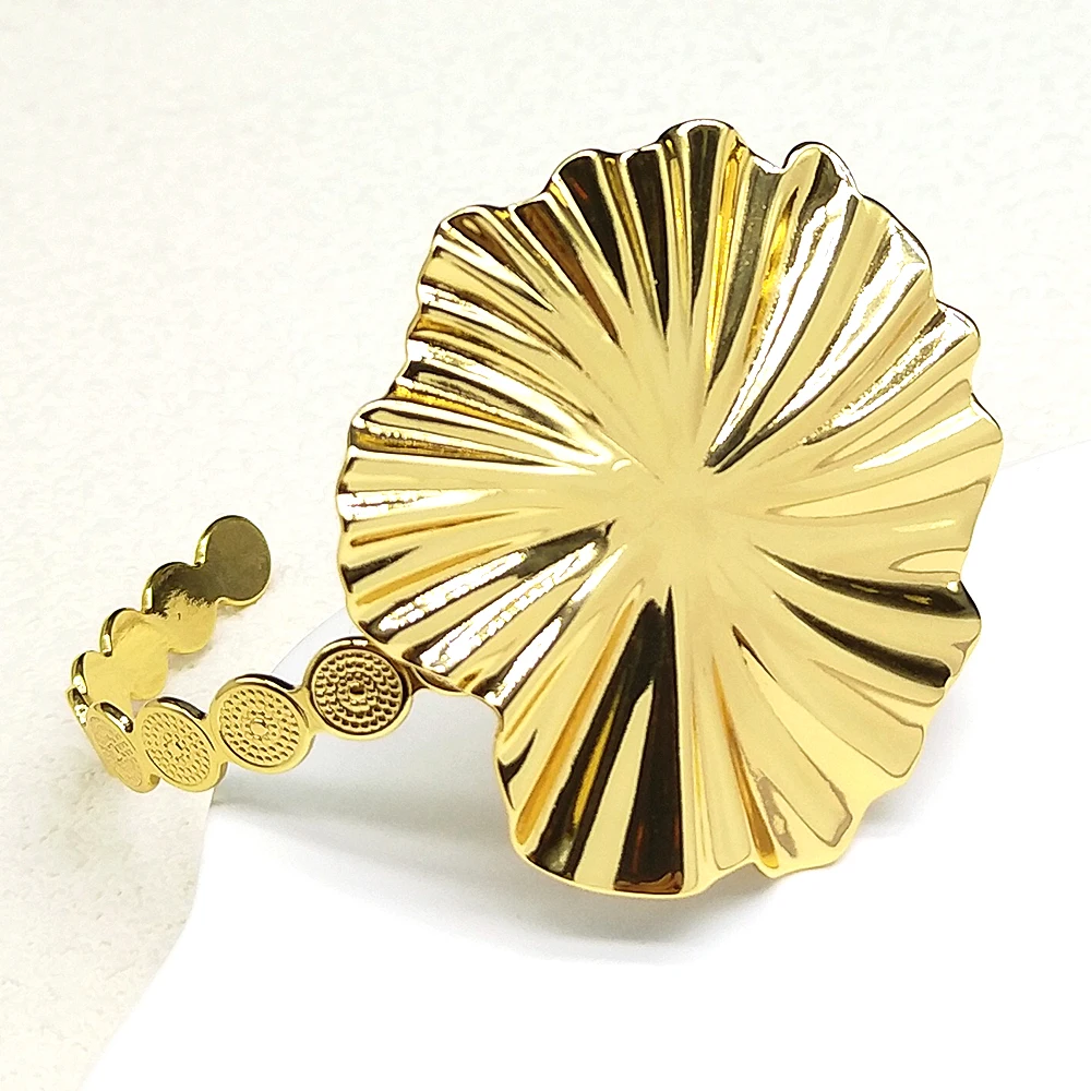 여성 소녀용 큰 과장된 꽃 팔찌 스테인리스 스틸 골드 컬러 신상 패션 프랑스 스타일 핸드 체인 쥬얼리 선물