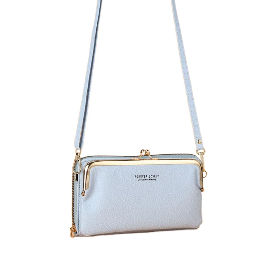 

Простая сумка через плечо для телефона на молнии, однотонный многофункциональный кожаный кошелек, большая вместительная сумка, женская сумка с держателем для карт для девочек