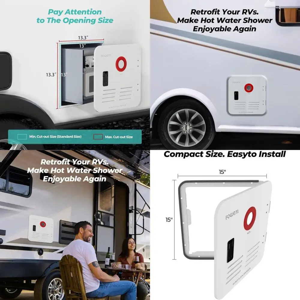 

15x15" RV Water Heater Replacement Door Kit - White | External Access Panel for Tankless Heaters Only