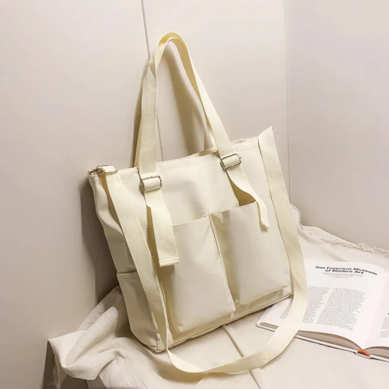 Waterproof Bag Large Capacity Canvas Bag Female Messenger Korean Student Harajuku Japanese One-shoulder Large Bag Tote Bag