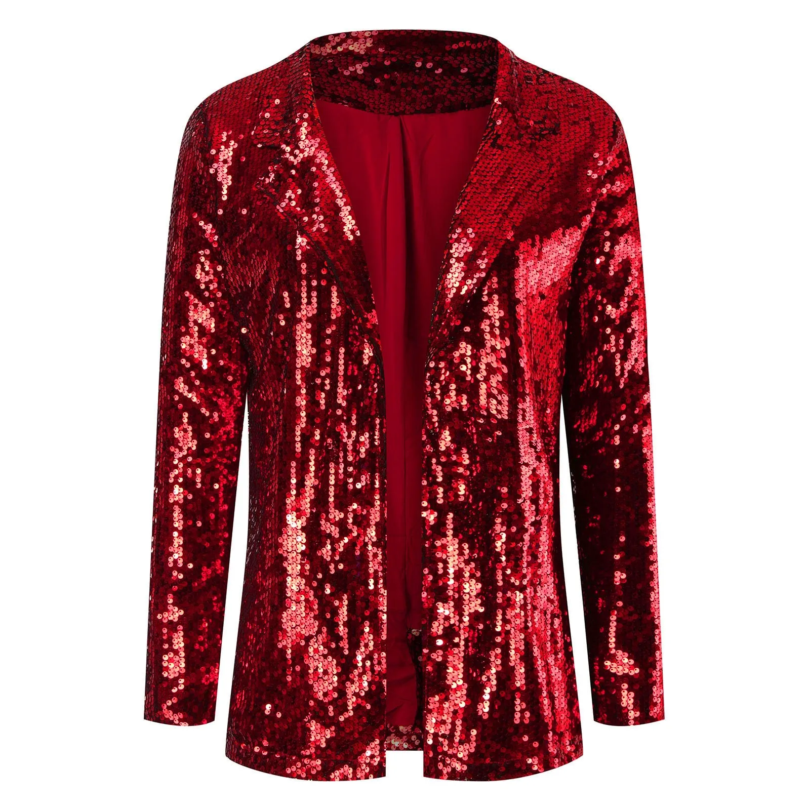 New Fashion Sequins Blazers Women\'s Suit Jacket Casual Long Sleeve Glitter Suits Party Wear Shiny Lapel Coat Rave Outerwear