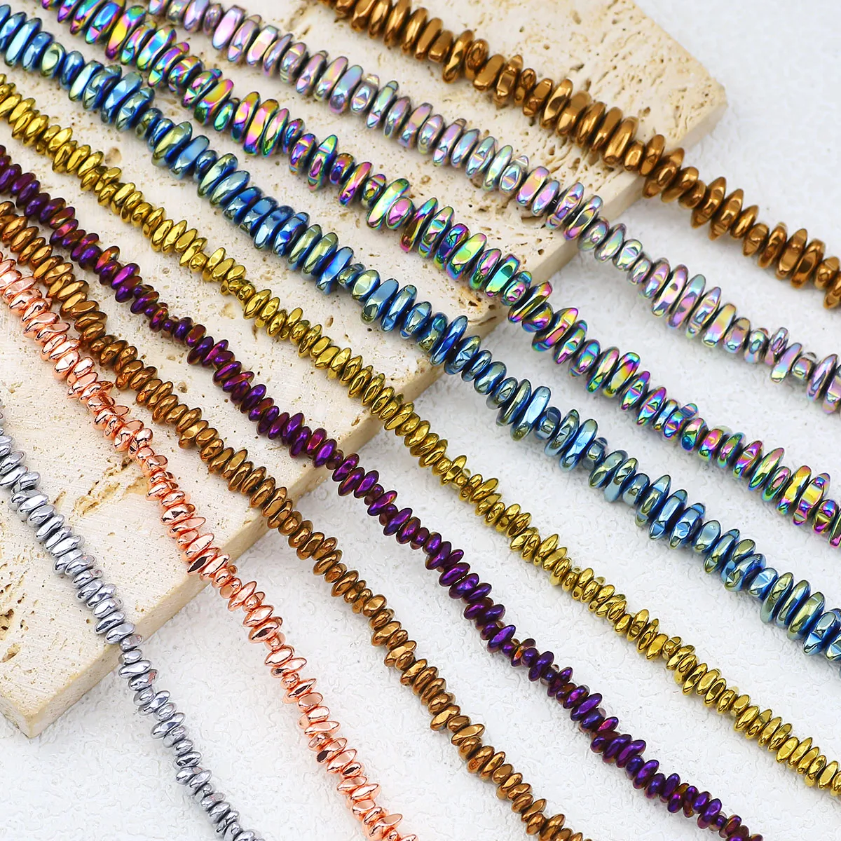 4x6/5x8mm Golden Silvery Plated Irregular Hematite Natural Stone Loose Spacer Beads For Jewelry Making DIY Bracelets Necklaces