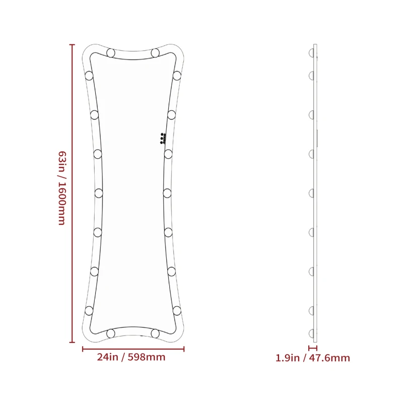 헐리우드 전신 조명 거울, 3가지 색상 모드 조명 스탠딩 플로어 드레싱 거울