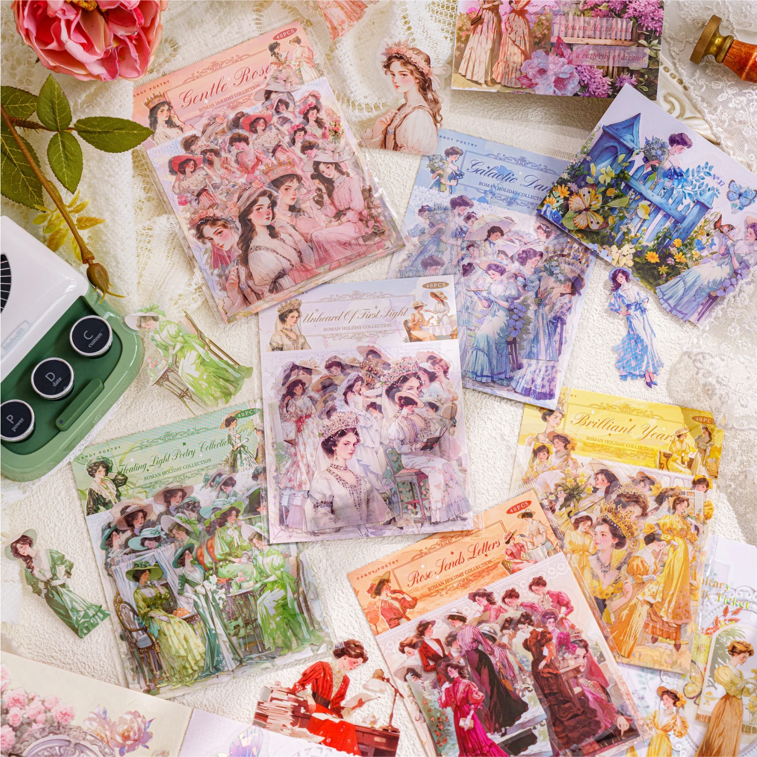 JIANQI 40 pcs Cute Sticker pack Girl Generation Decor Junk Journal DIY Srapbooking Creative Stationery Art Collage Photoa Album