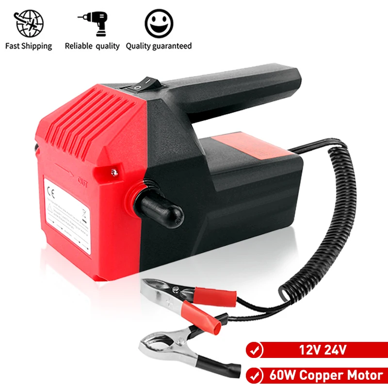 12V 24V Car Engine Oil Pump Electric Diesel Fluid Sump Extractor Scavenge Exchange Fuel Transfer Suction Pump +Tube Car Boat Mot