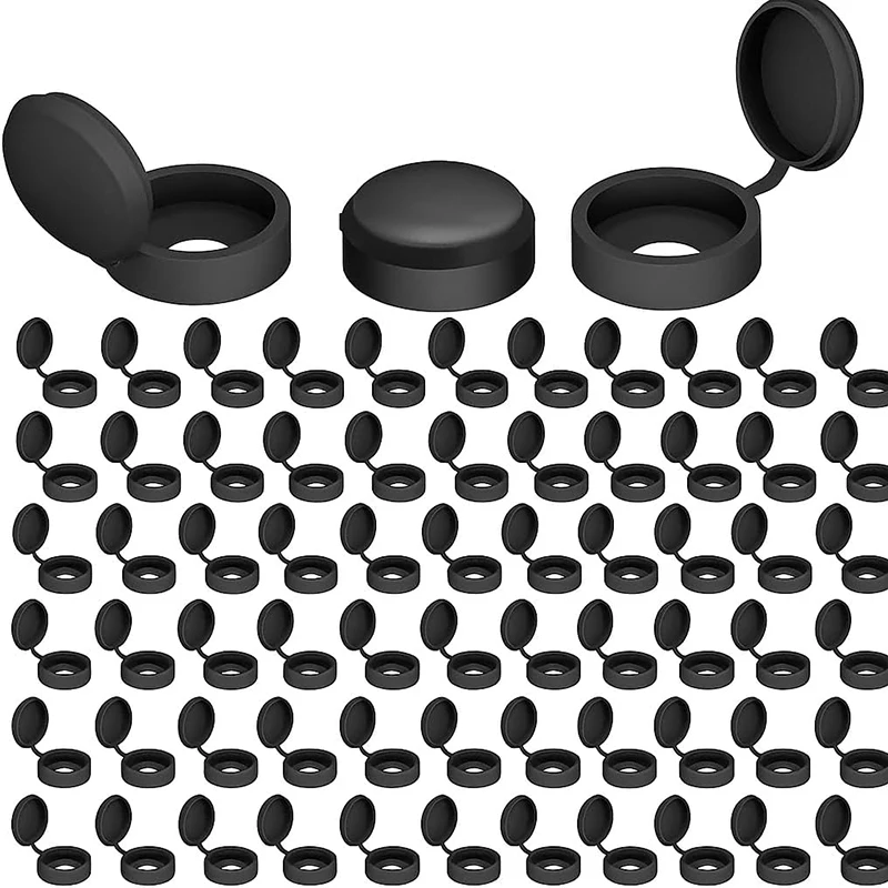 100/200Pcs Black Screw Covers Cap Plastic Screw Cap Cover Folding Screws Heads Hinged Cover for Covering Screw Decorative Screw