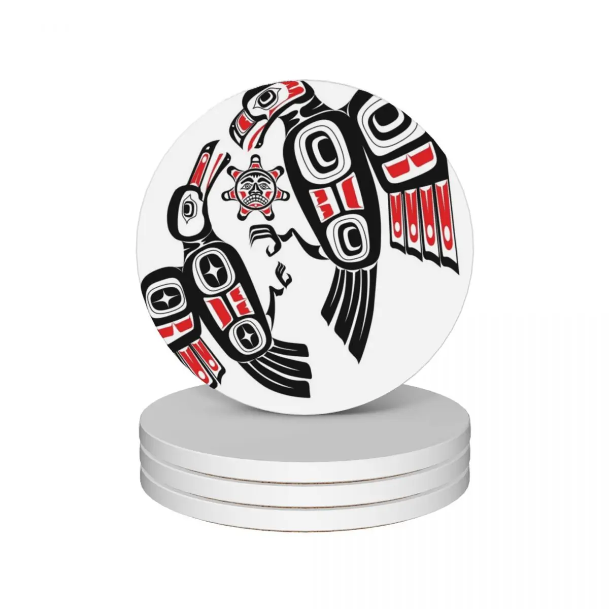 Haida Eagle Battles Raven for the Light Ceramic Coasters (Set of 4) for drinks aesthetic mug mat Coasters