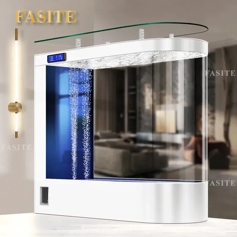 For Large Floor Glass Aquarium Bullet Fish Tank Living Room Partition Side Circulation Filter 2026 New Home Decor