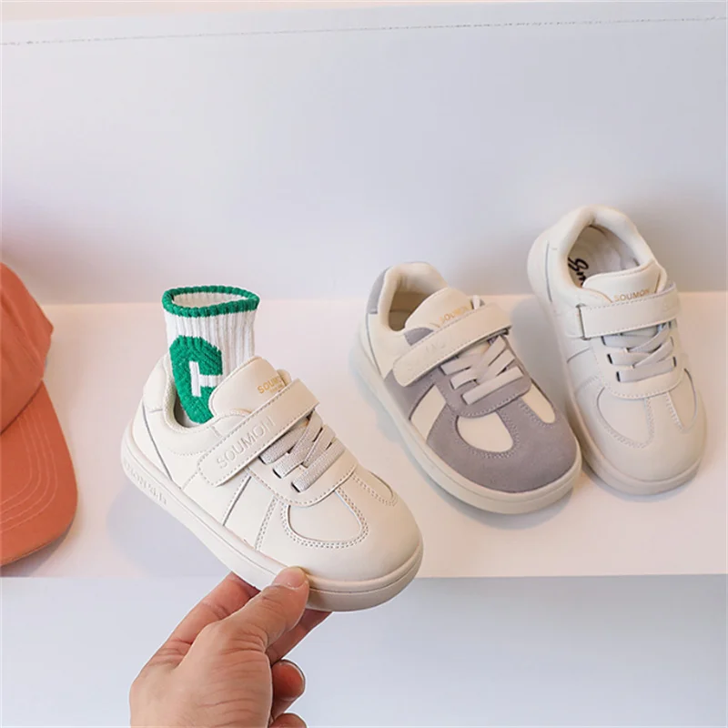 2024 New Spring Baby Shoes For Boys Leather Children Casual Shoes Soft Sole Flats Outdoor Tennis Fashion Toddler Gilrs Sneakers