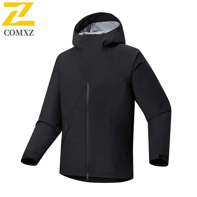 

COMXZ Men Rider Jacket Solid Color Waterproof Outdoor Adventure Climbing Lightweight Windbreaker Coat Autumn Techwear Arcteryx